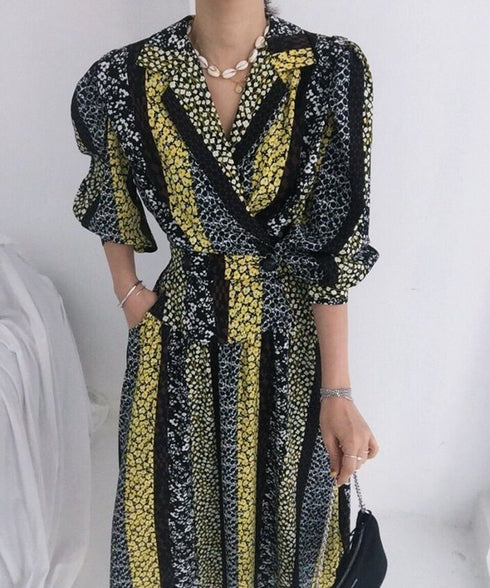 Vintage Stripe Pattern Dress